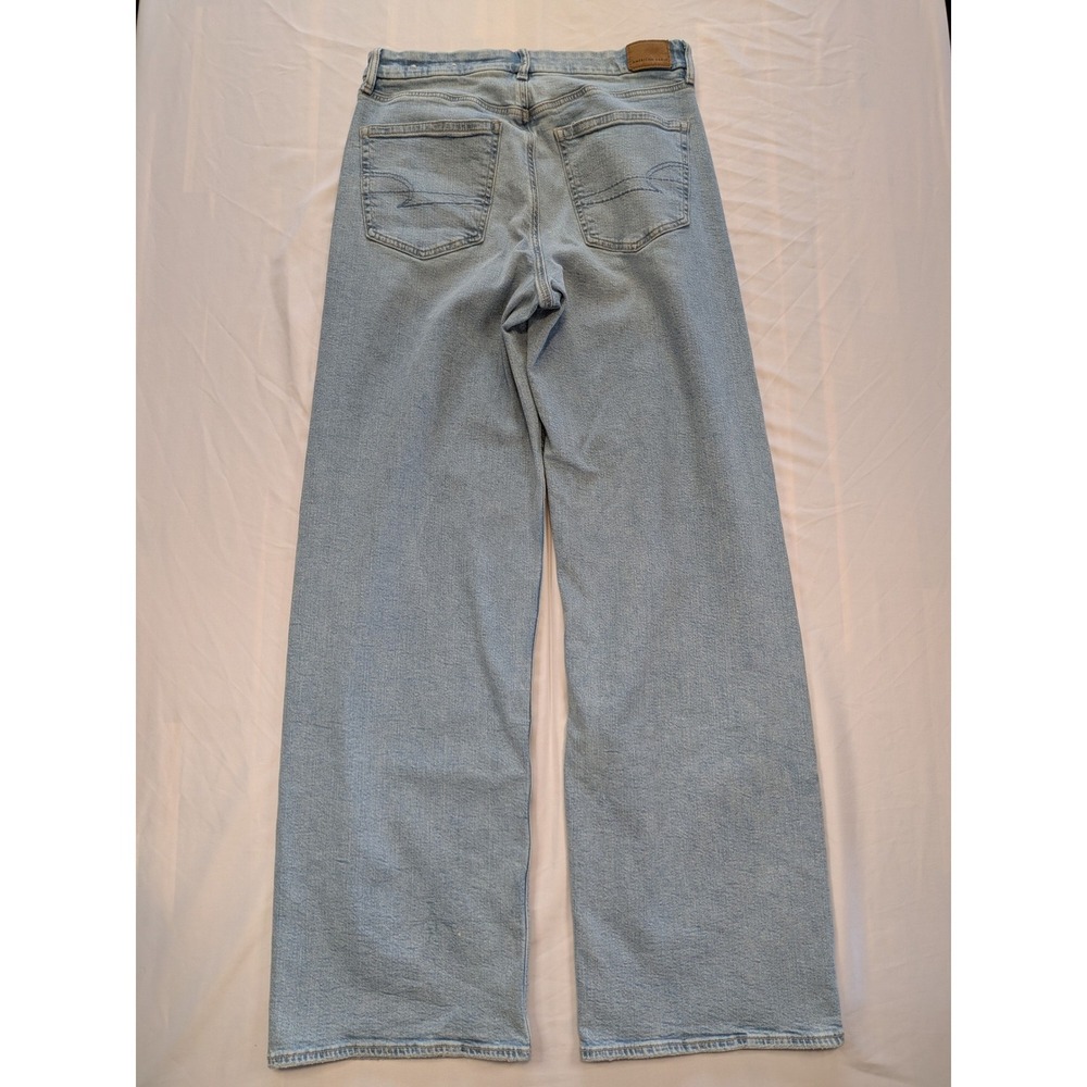 American Eagle Curvy Super High Rise Baggy Straight Jeans Light Wash 10 X-Long - Picture 3 of 14